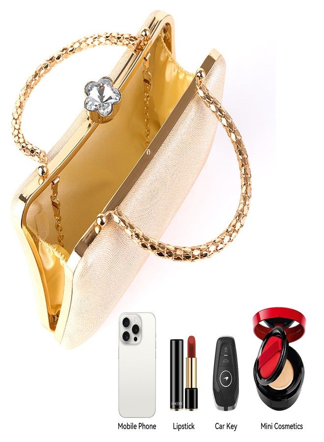 Simcat حقائب يد صغيرة من سيمكات للنساء، حقائب يد مسائية مرصعة بأحجار الراين اللامعة، حقيبة يد لحفلات الزفاف والمناسبات الرسمية (ذهبي) - Image 4